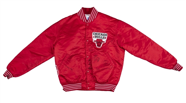 Early 1990s Chicago Bulls Team Signed Bulls Jacket With Signatures Including Michael Jordan (JSA)